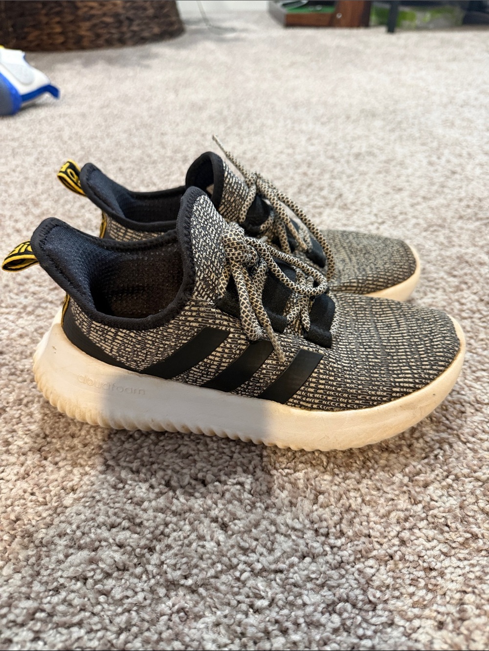 adidas Kids Black and Cream Knit Lace-Up Sneakers